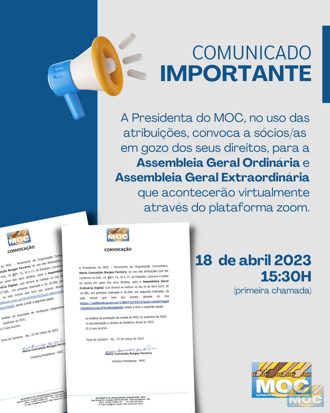 MOC convoca sócios/as para suas Assembleias