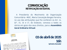 CONVOCAÇÃO PARA ASSEMBLEIA GERAL ORDINÁRIA - RETIFICAÇÃO  DO EDITAL -